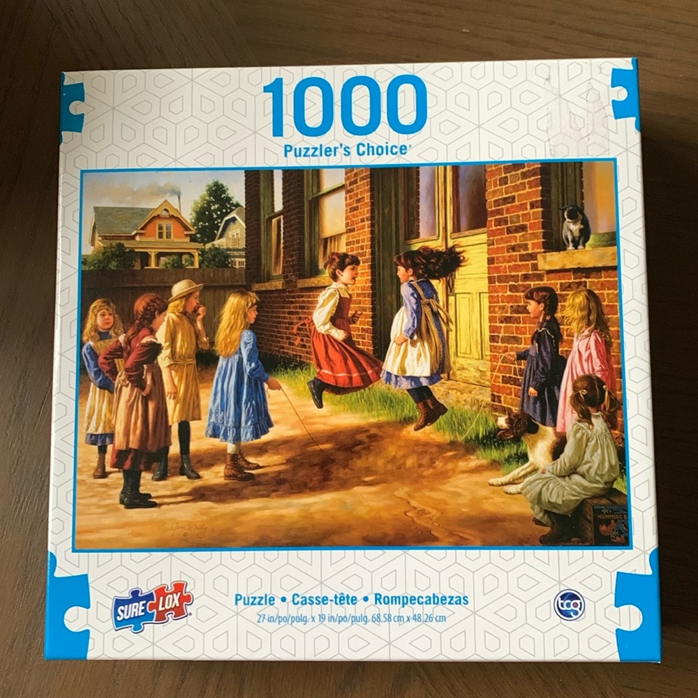 3/$15 100 count puzzle featuring school girls at recess